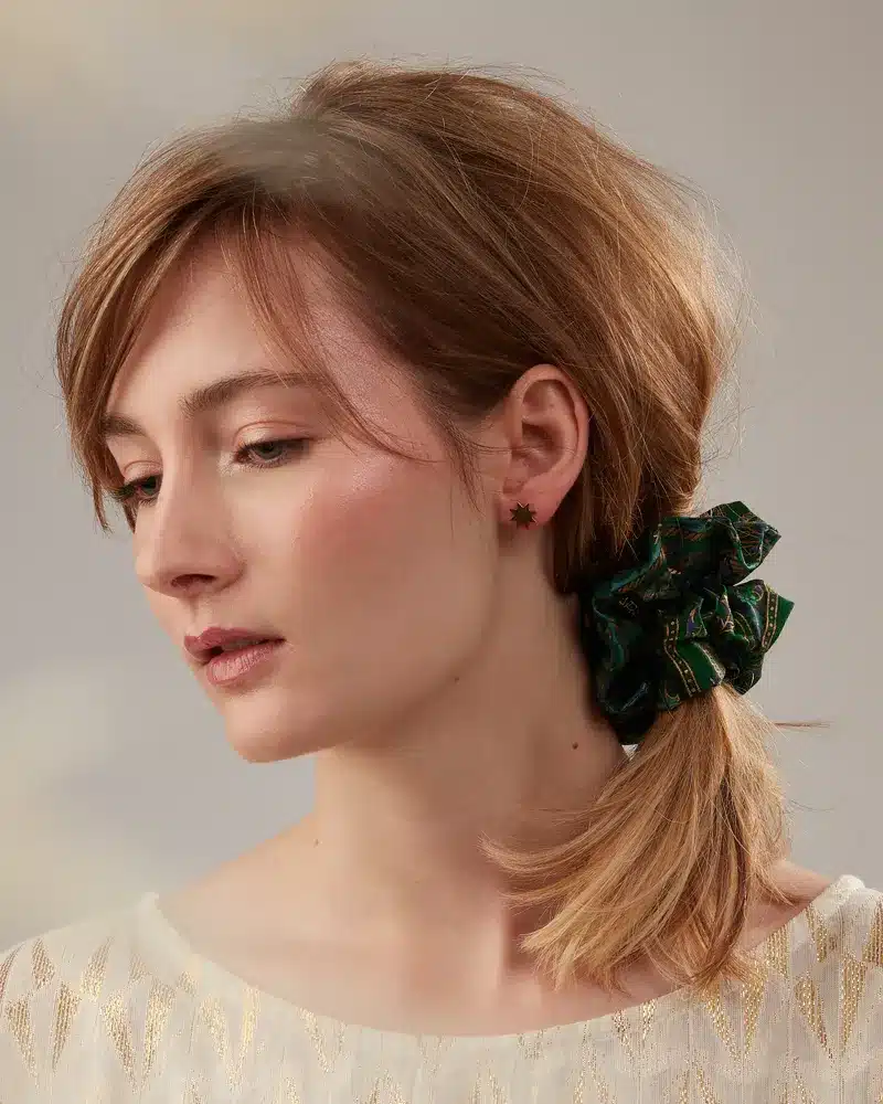 Chouchou LULU à motif paisley vert