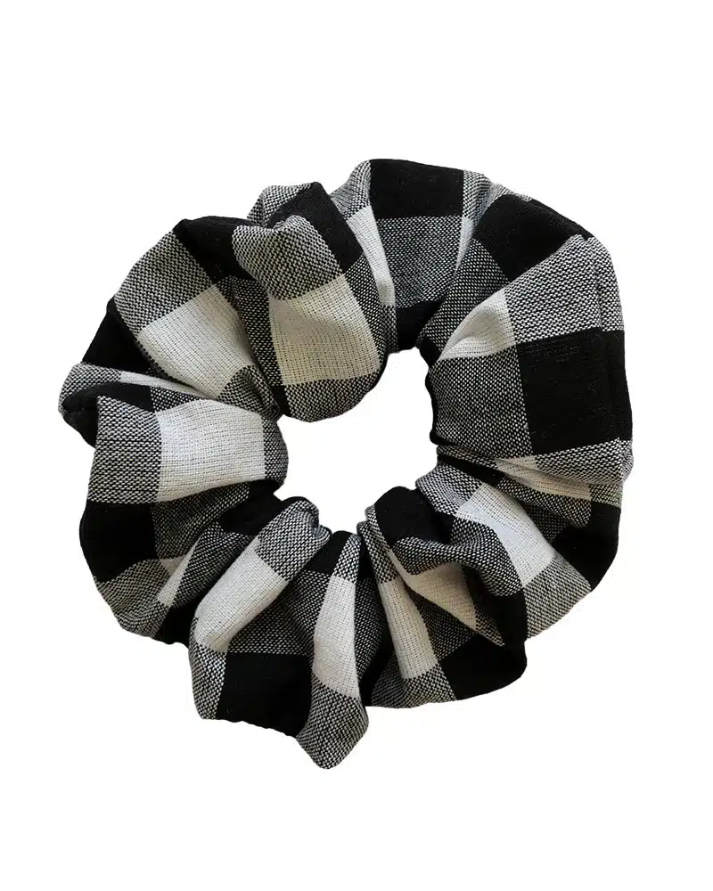 Chouchou LULU à carreaux noir et blanc