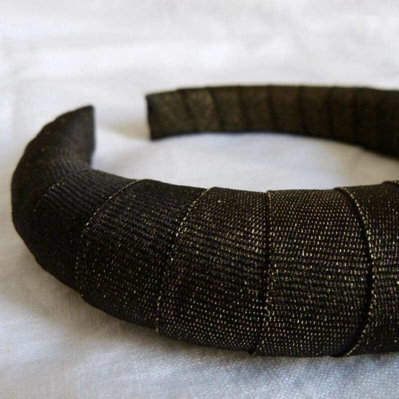 Serre-tête gros grain noir et or HELMUT