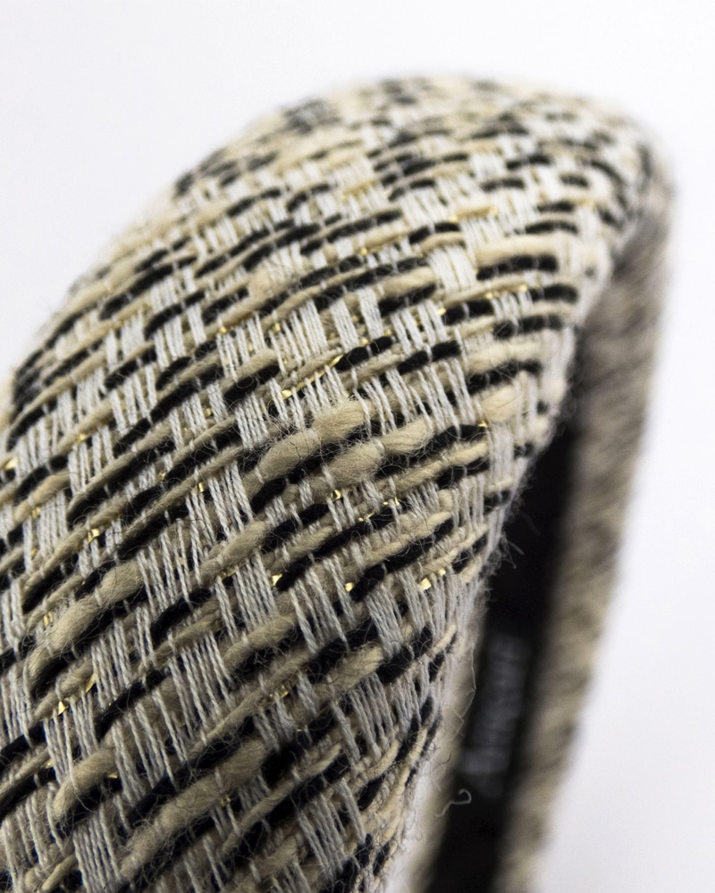 Bandeau de tête en tweed et fils lurex or