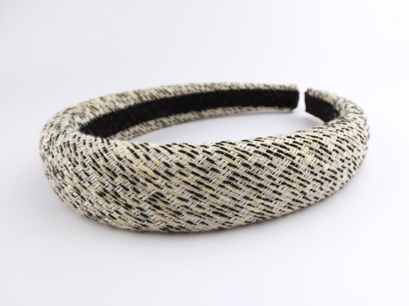 Serre-tête GASPARD en tweed noir, écru et or