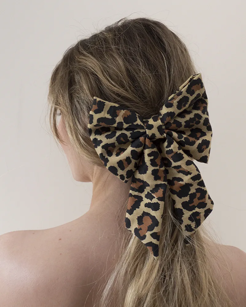 Barrette à gros noeud léopard
