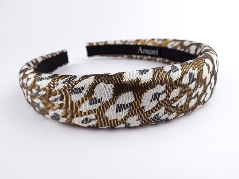 Serre-tête léopard GASPARD en jacquard brillant marron