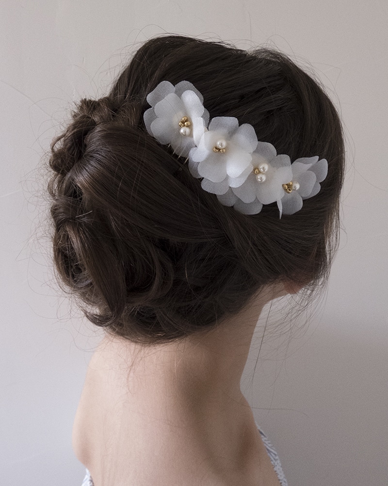 Peigne mariage COCO et fleurs en soie