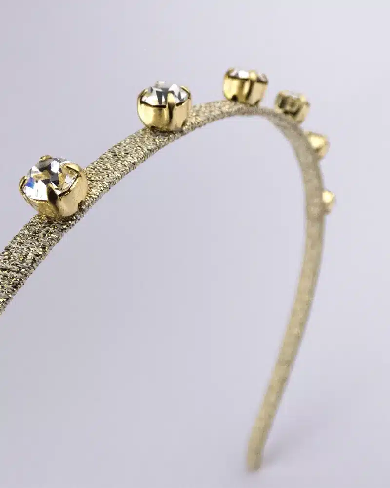 Serre tête brillant à strass cristal et or pour un bel événement | Atelier Araçari